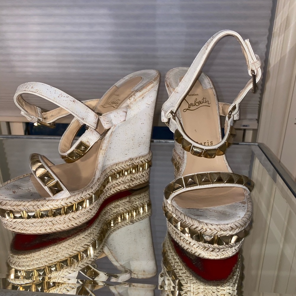 Christian LouBoutin Gold Stud Wedges